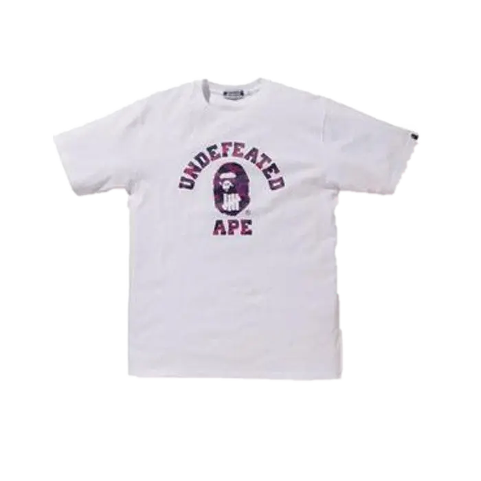 A Bathing Ape x Undefeated Color Camo College Tee - White Bape