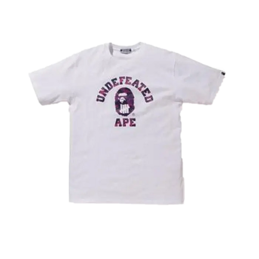 A Bathing Ape x Undefeated Color Camo College Tee - White Bape