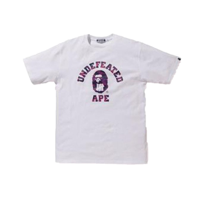 A Bathing Ape x Undefeated Color Camo College Tee - White