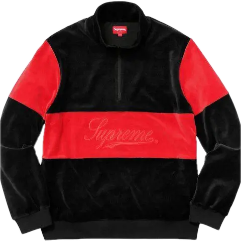 Supreme Velour Half-Zip Track Top - Black Supreme