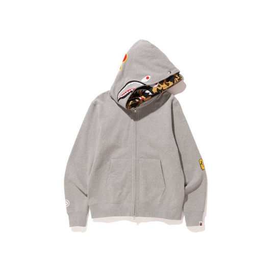 A Bathing Ape 2nd Shark Wide Full Zip Double Hoodie - Grey - Used