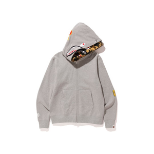 A Bathing Ape 2nd Shark Wide Full Zip Double Hoodie - Grey