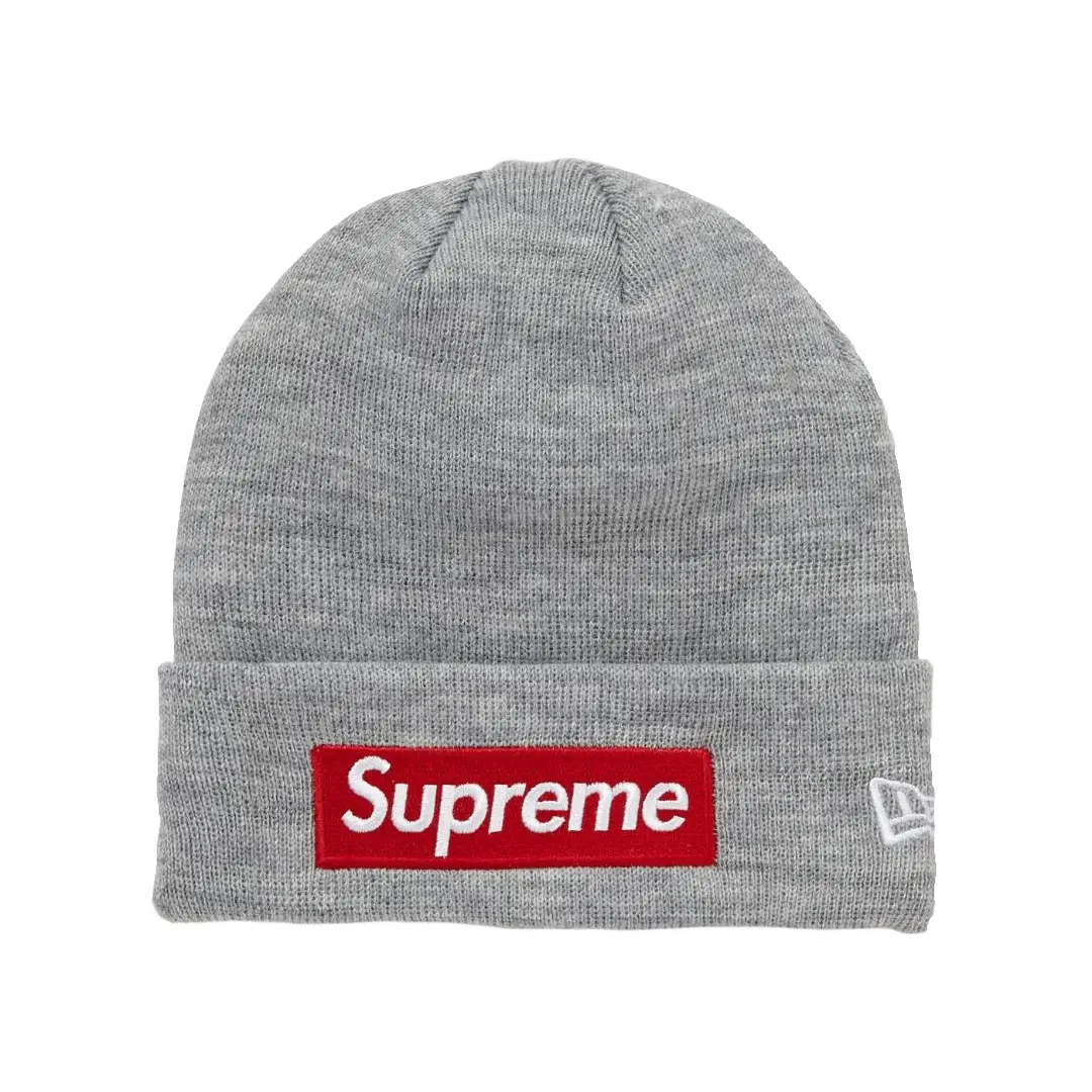 Supreme New Era Box Logo Beanie FW18 - Heather Grey Supreme