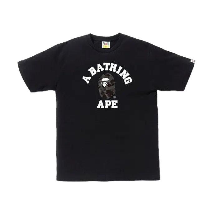 A Bathing Ape Color Camo College Tee - Black/Black Bape