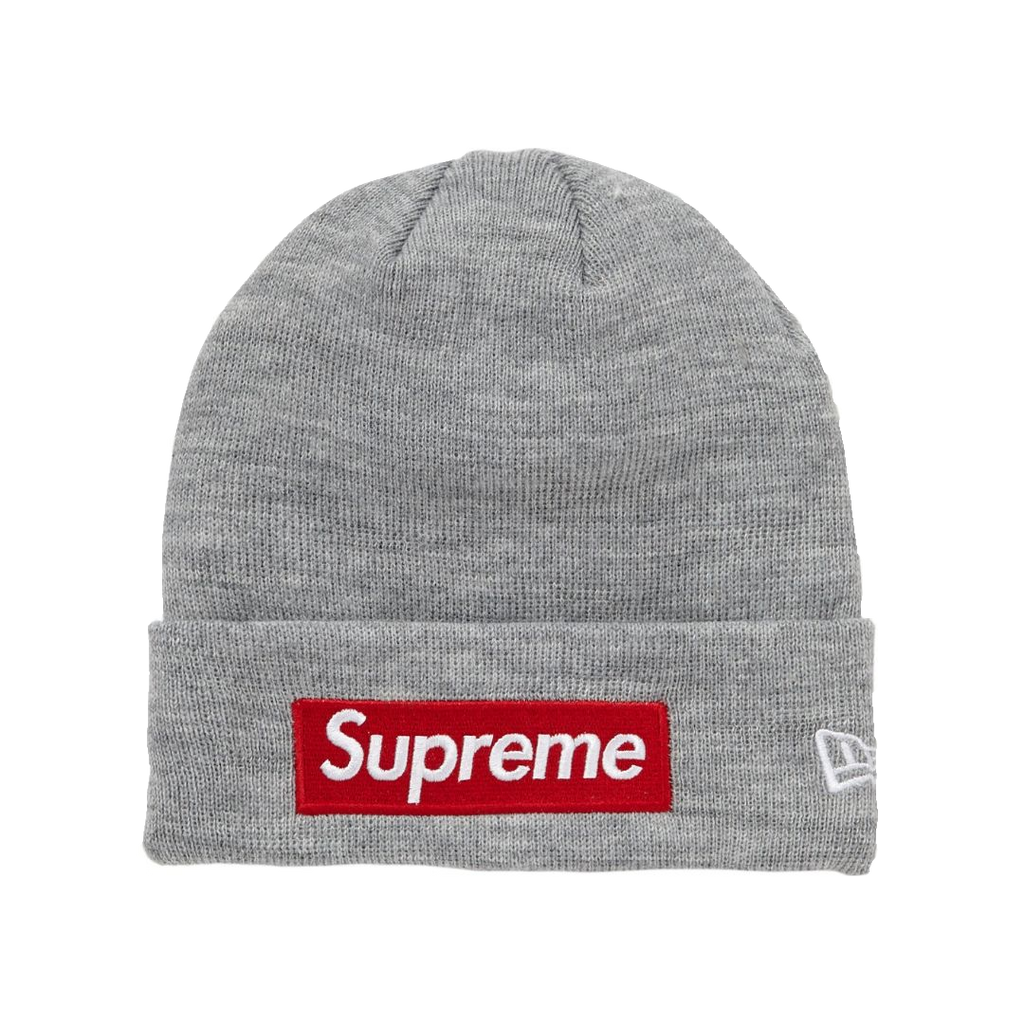 Supreme New Era Box Logo Beanie FW18 - Heather Grey - Used