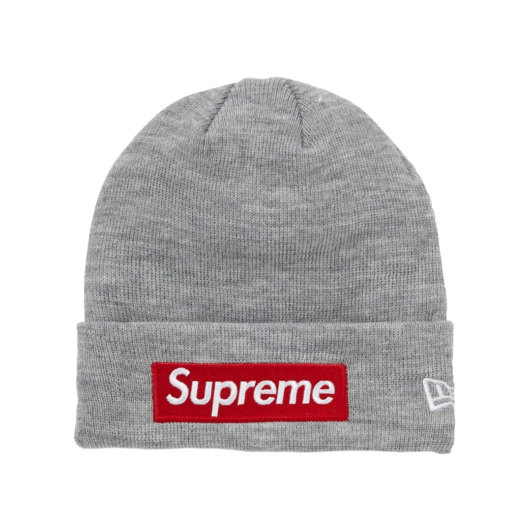 Supreme New Era Box Logo Beanie FW18 - Heather Grey - Used