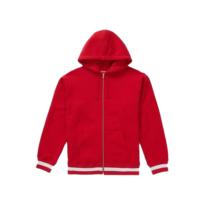 Supreme Old English Stripe Zip Up Sweatshirt - Red Supreme