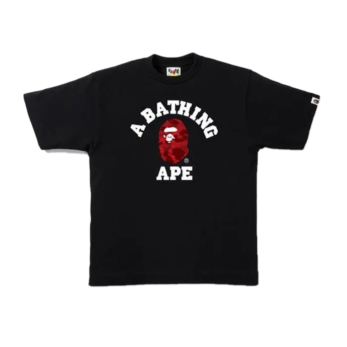 A Bathing Ape Color Camo College Tee - Black/Red Bape