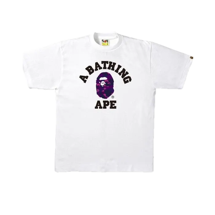 A Bathing Ape Color Camo College Tee - White/Purple Bape