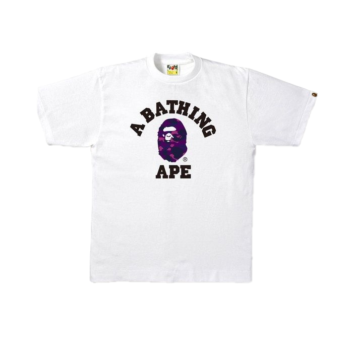 A Bathing Ape Color Camo College Tee - White/Purple