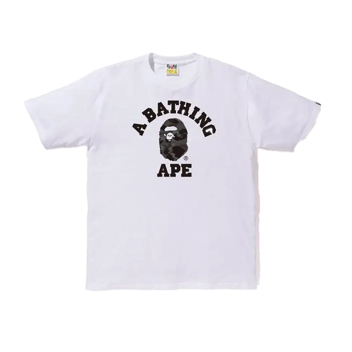 A Bathing Ape Color Camo College Tee - White/Black Bape