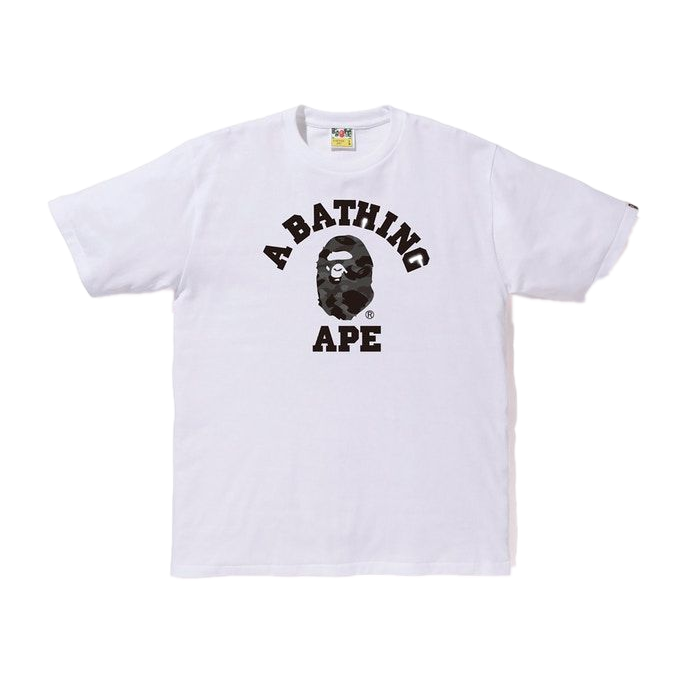 A Bathing Ape Color Camo College Tee - White/Black