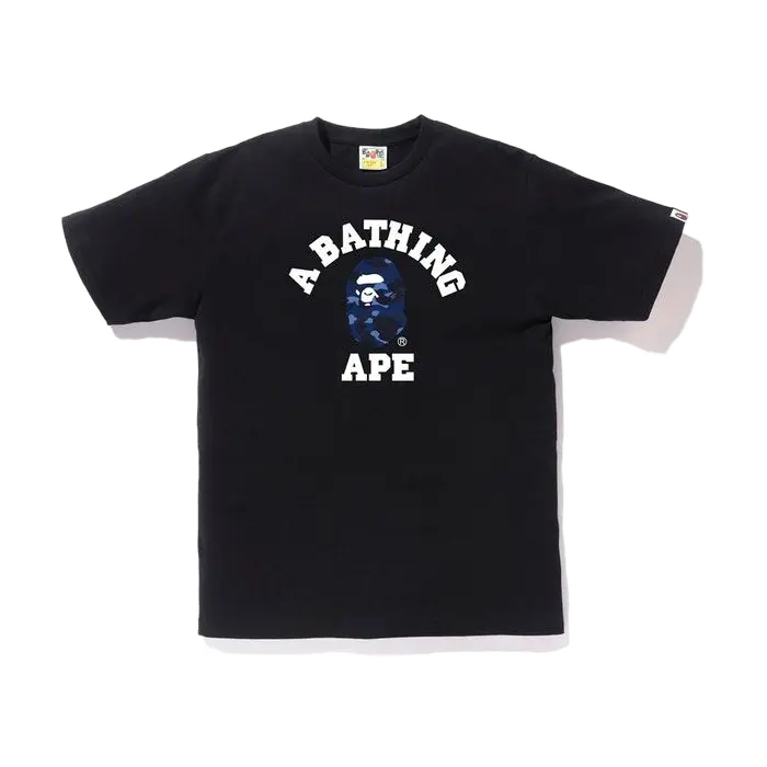 A Bathing Ape Color Camo College Tee - Black/Navy Camo Bape