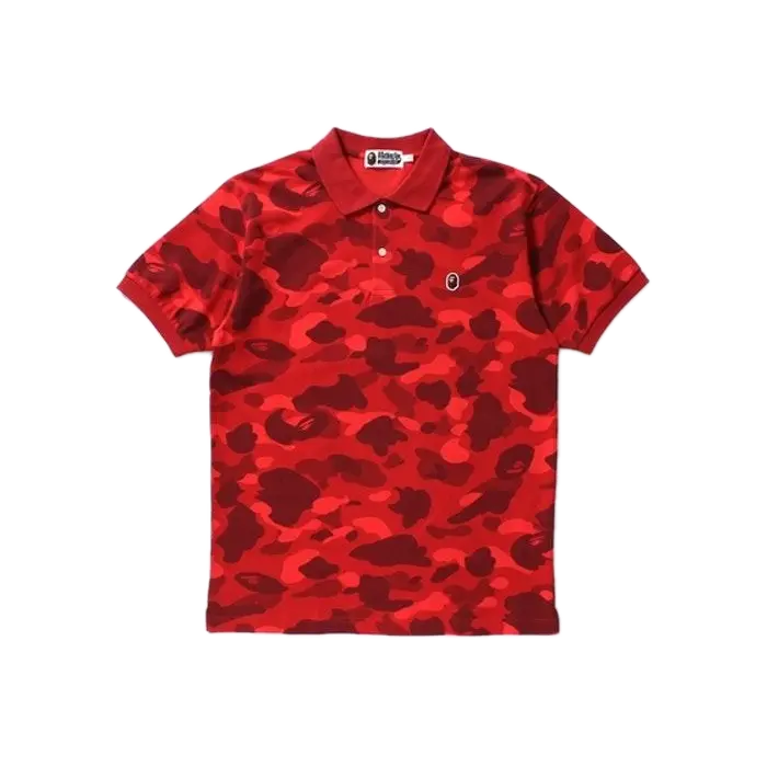 A Bathing Ape Color Camo One Point Polo - Red Bape