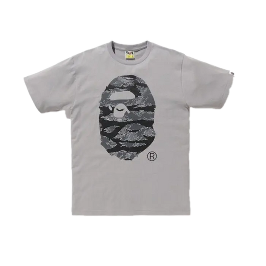 A Bathing Ape Tiger Camo Big Ape Head Tee - Gray Bape