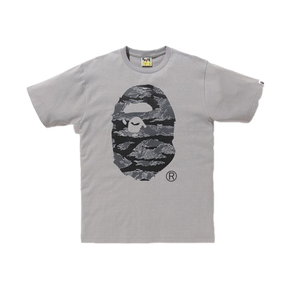 A Bathing Ape Tiger Camo Big Ape Head Tee - Gray