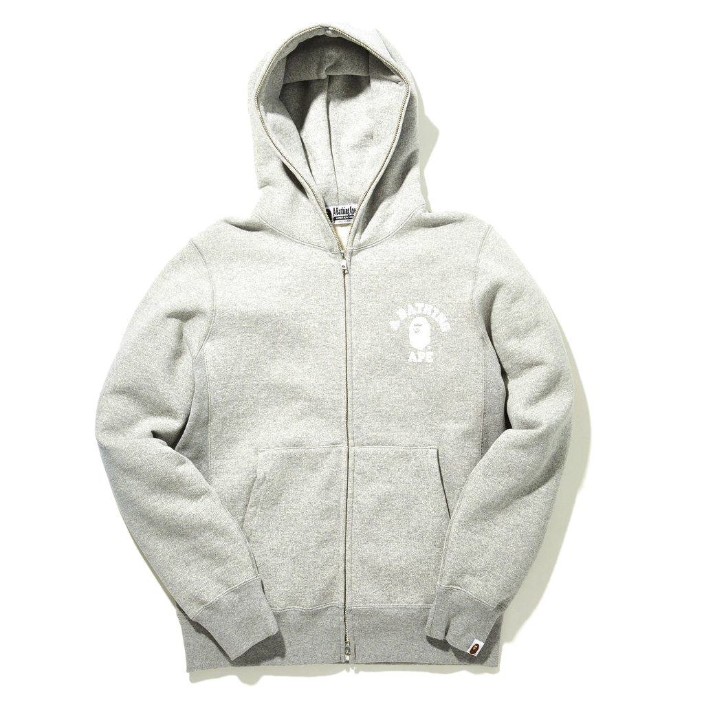 Bape College Heavy Weight Full Zip - Light Grey