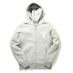 Bape College Heavy Weight Full Zip - Light Grey