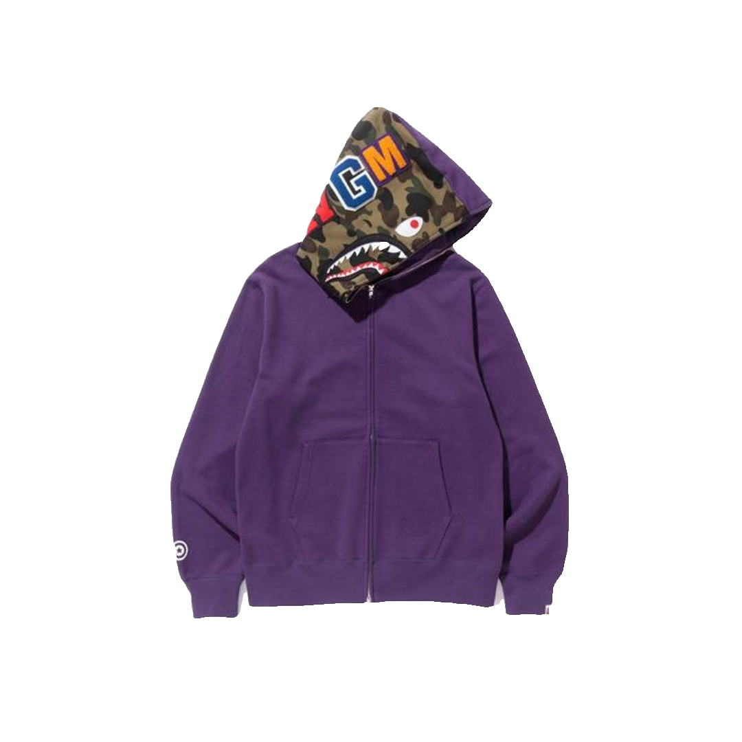 A Bathing Ape Shark Full Zip Hoodie - Purple - Used