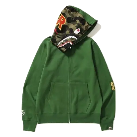 A Bathing Ape PONR 1st Camo Full Zip Shark Hoodie Bape