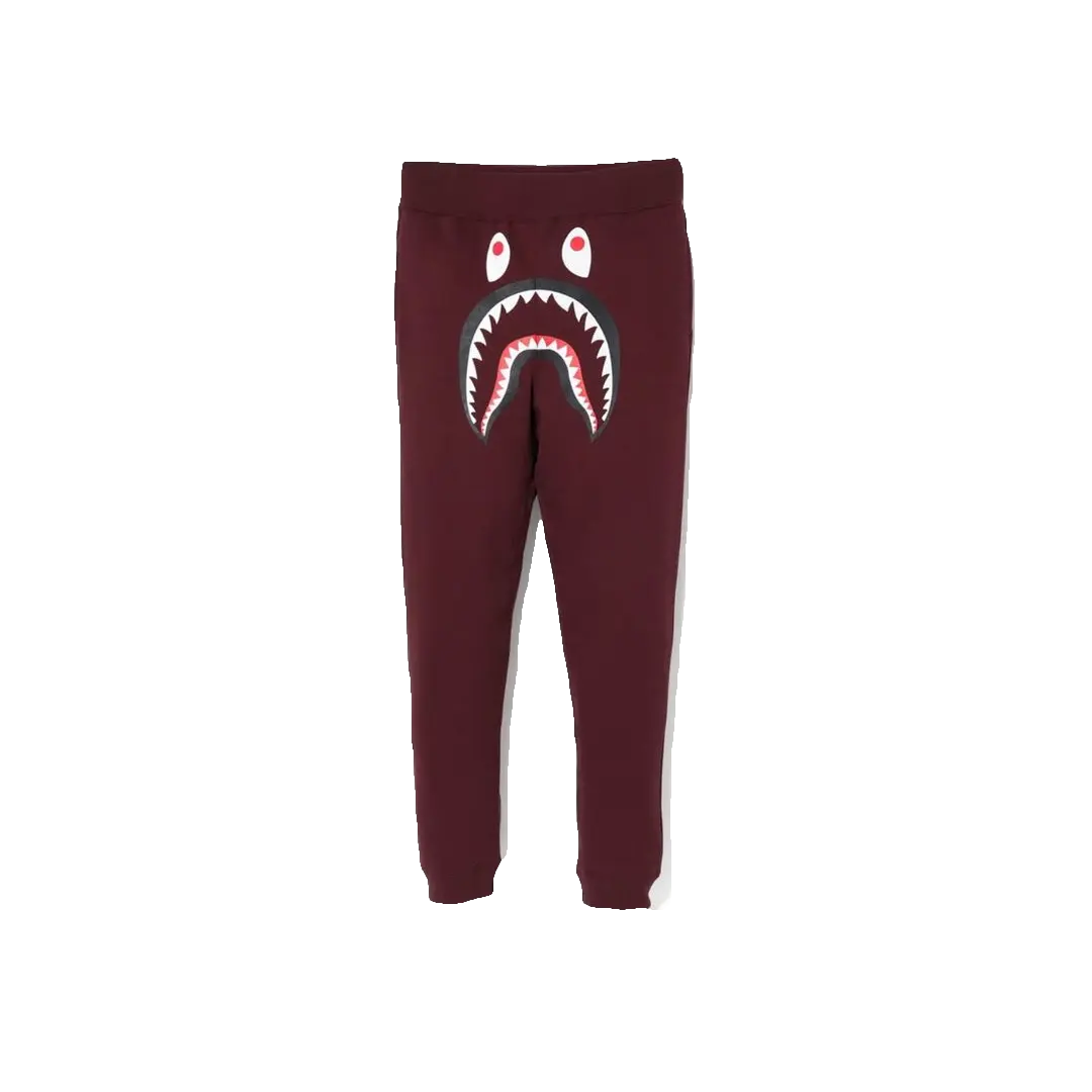 Bape Shark Slim Sweat Pants - Burgundy/Green Bape