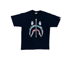 Bape Camo Shark Gold Zip Tee - Black/Yellow