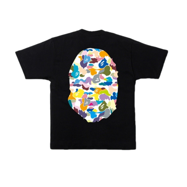 A Bathing Ape Multi Camo Big Ape Head Tee - Black - Used Bape
