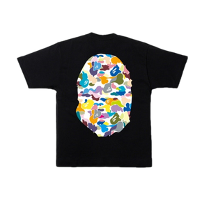 A Bathing Ape Multi Camo Big Ape Head Tee - Black - Used Bape