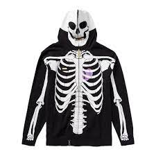 LRG Dead Serious Zip Up Skeleton Hoodie - Black Bape