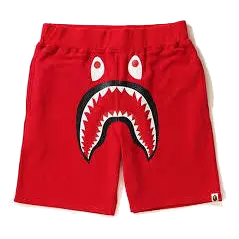 A Bathing Ape Shark Sweat Shorts - Red - Used Bape