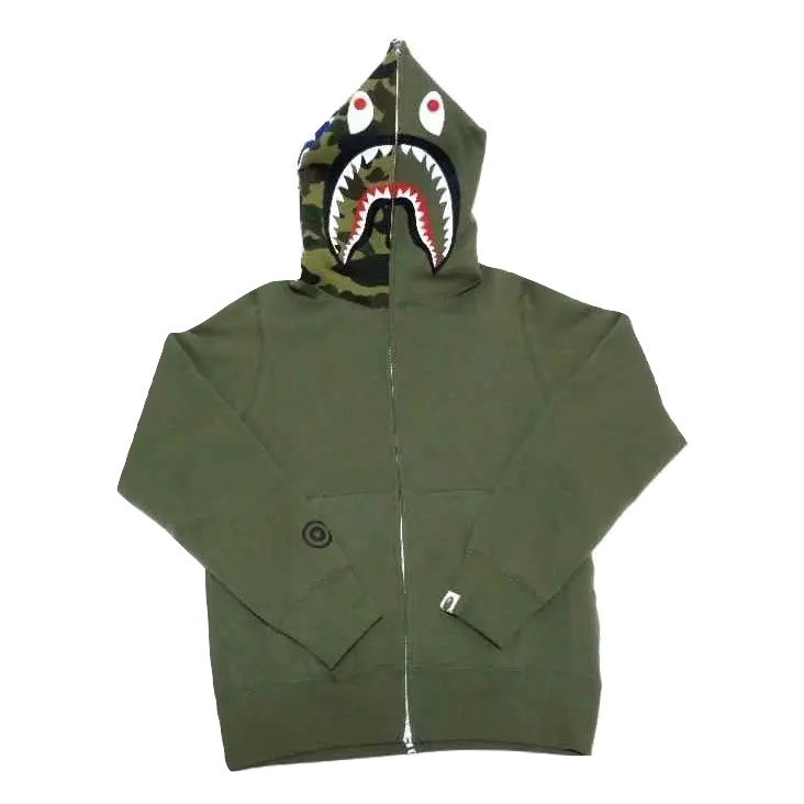 A Bathing Ape 1st Version Woodland Camo Shark Full Zip Hoodie Bape