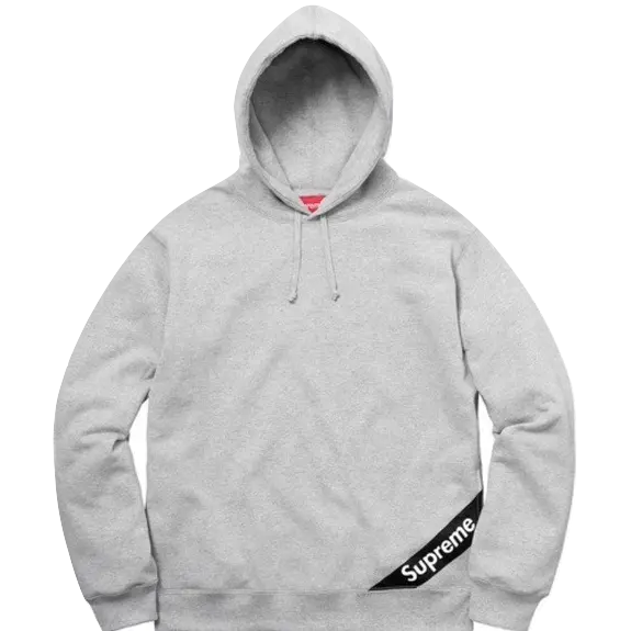 Supreme Corner Label Hooded Sweatshirt - Heather Grey - Used Supreme