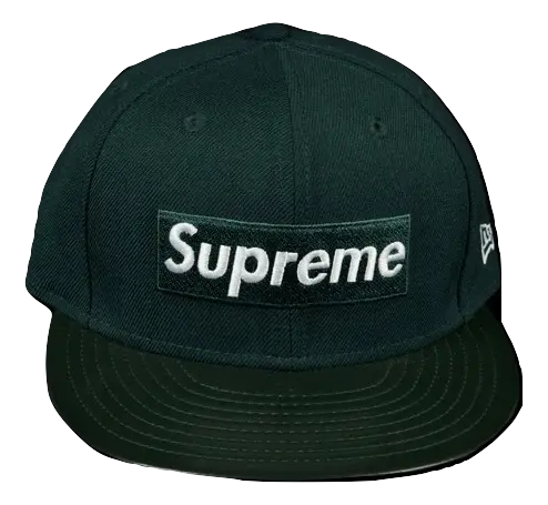 Supreme New Era Box Logo Leather Visor Cap - Green Supreme