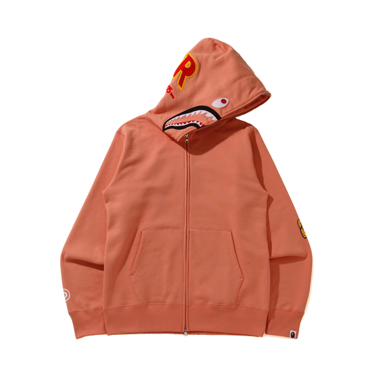 A Bathing Ape Shark Full Zip PONR Hoodie - Orange Bape