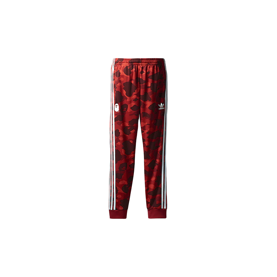 A Bathing Ape x Adidas Adicolor Track Pants - Red Bape