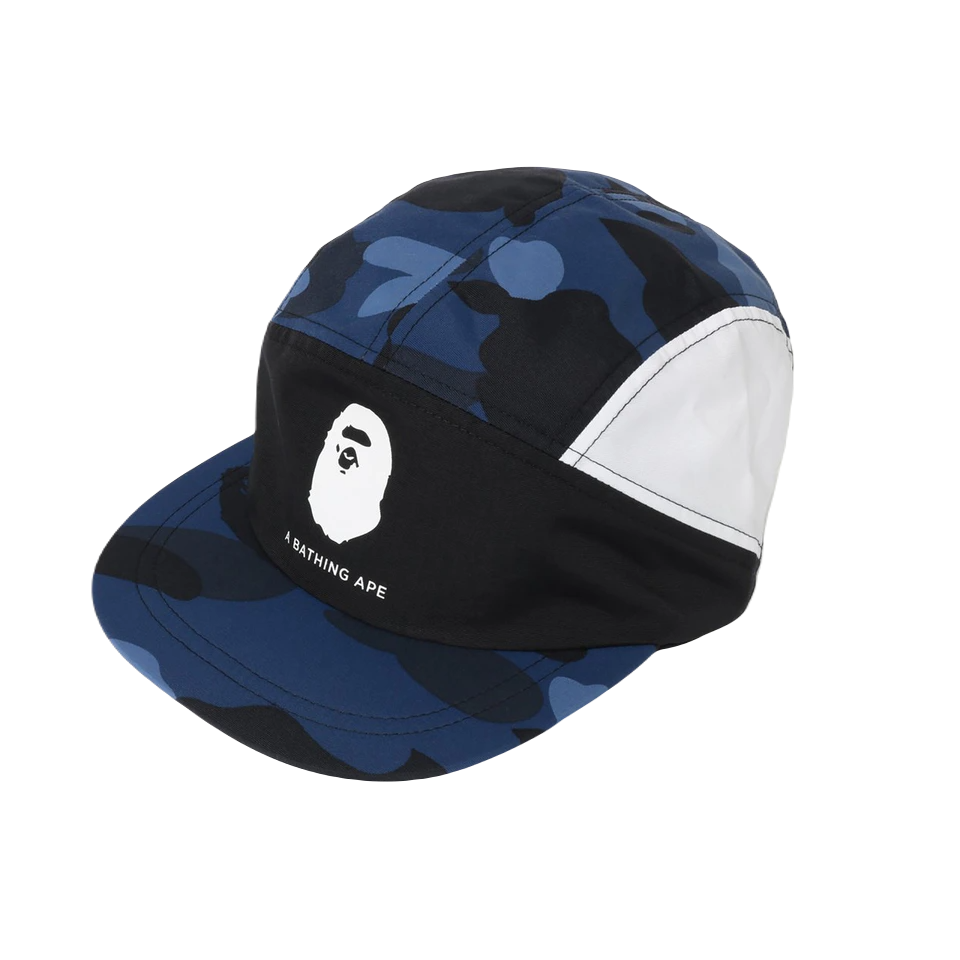A Bathing Ape Color Camo Color Block Running Cap - Navy Bape