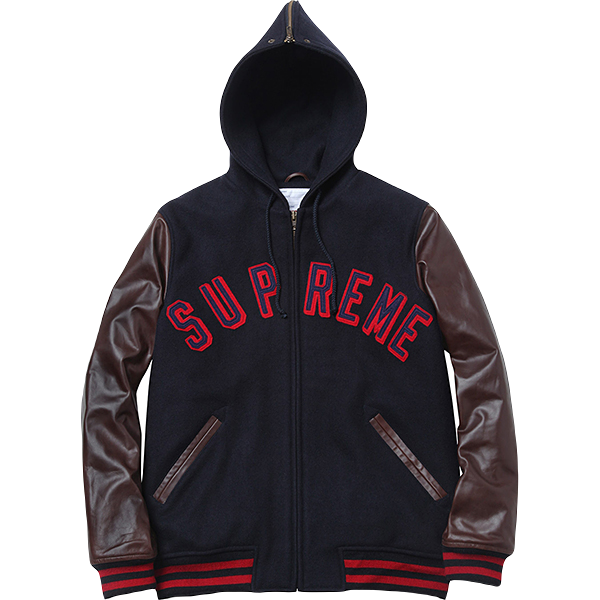 Supreme Hooded Varsity Jacket - Navy Supreme