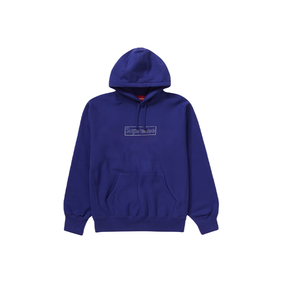 Supreme KAWS Chalk Logo Hooded Sweatshirt - Washed Navy - Used Supreme