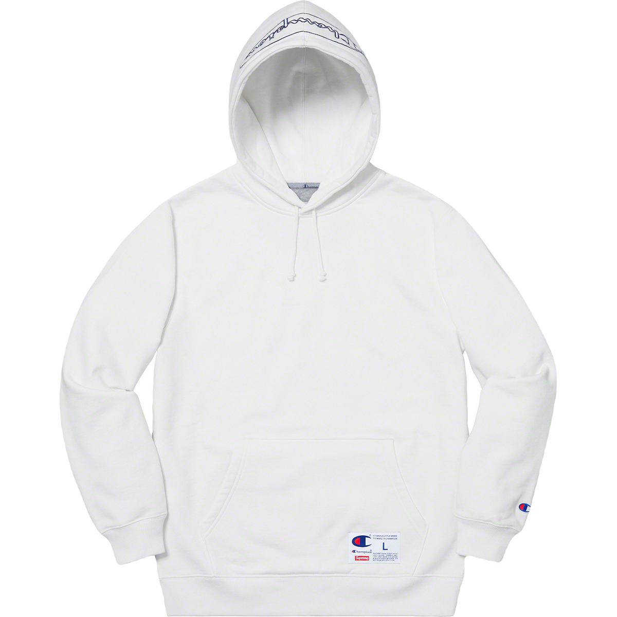 Supreme Champion Outline Hooded Sweatshirt - White Supreme