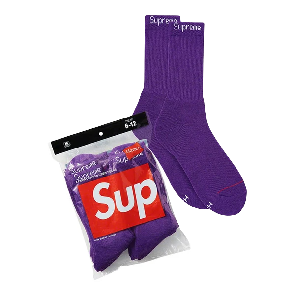 Supreme Hanes Crew Socks (4 Pack) - Purple Nike
