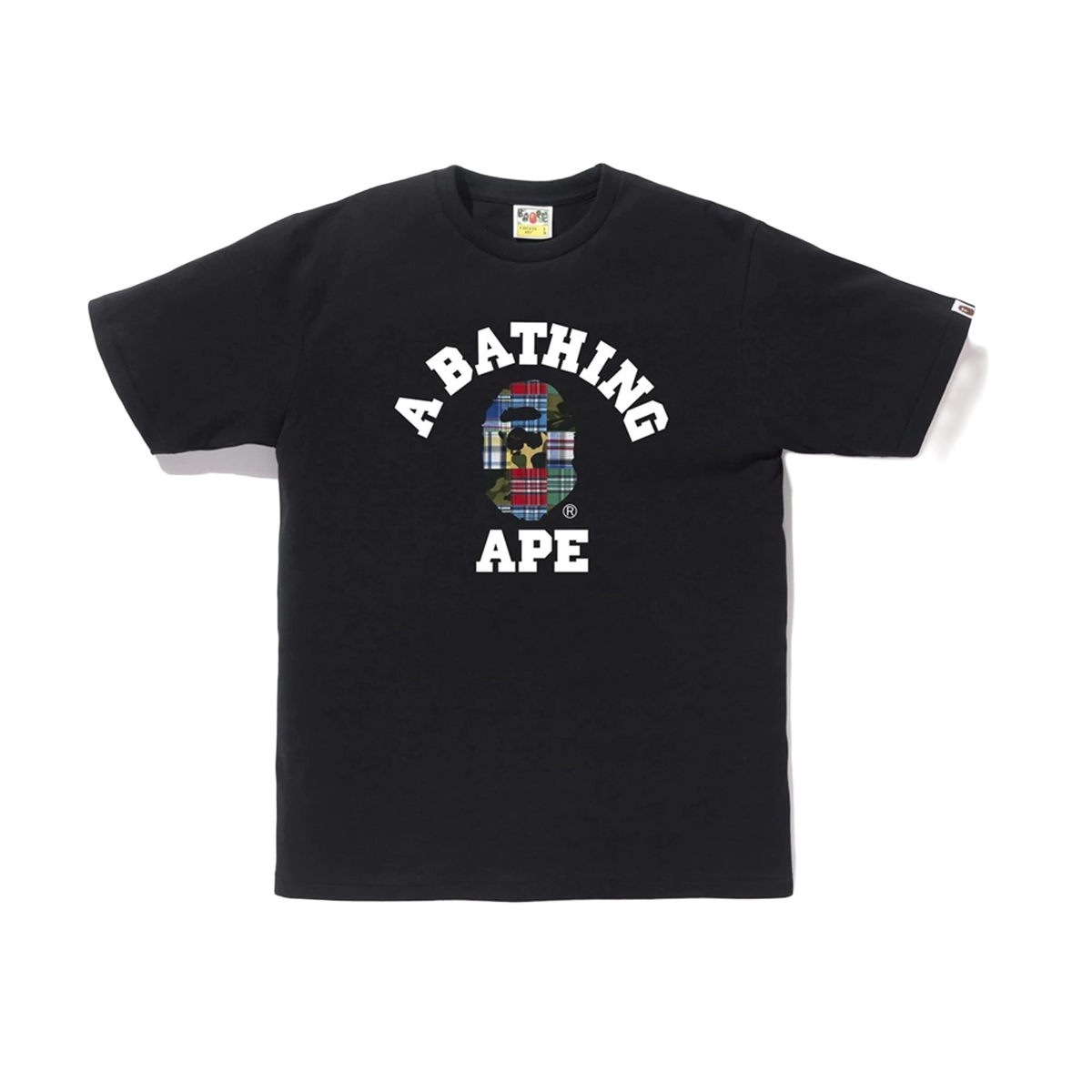 A Bathing Ape Patchwork College Tee - Black Bape