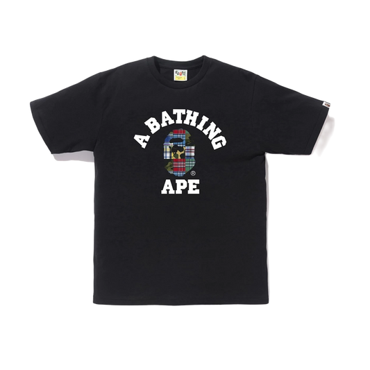 A Bathing Ape Patchwork College Tee - Black Bape