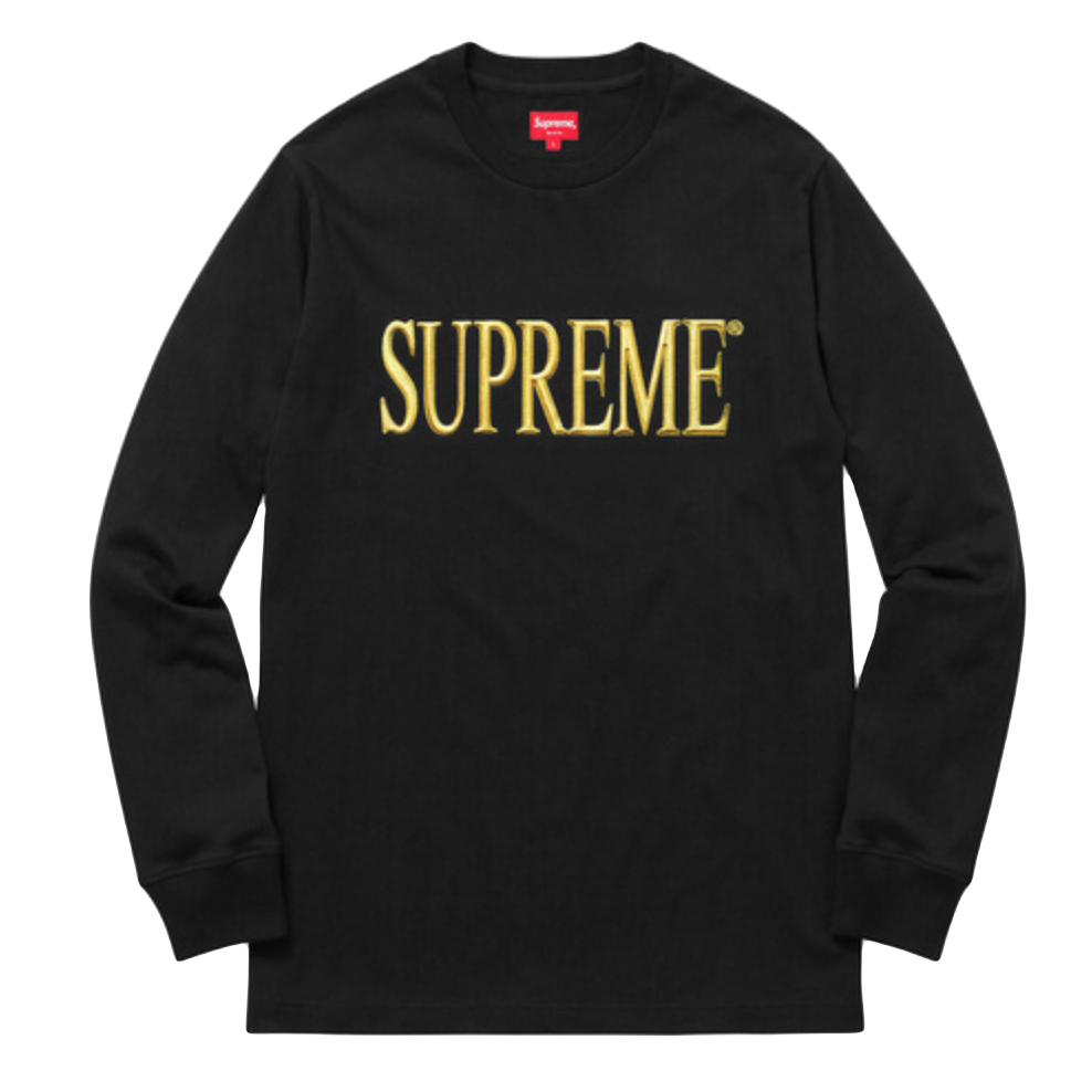 Supreme Gold Logo L/S Tee - Black Supreme