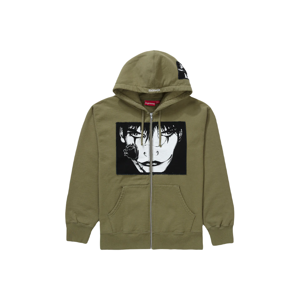 Supreme The Crow Zip Up Hooded Sweatshirt - Light Olive Supreme