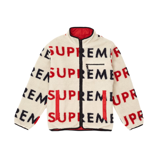 Supreme Reversible Logo Fleece Jacket - Natural Supreme