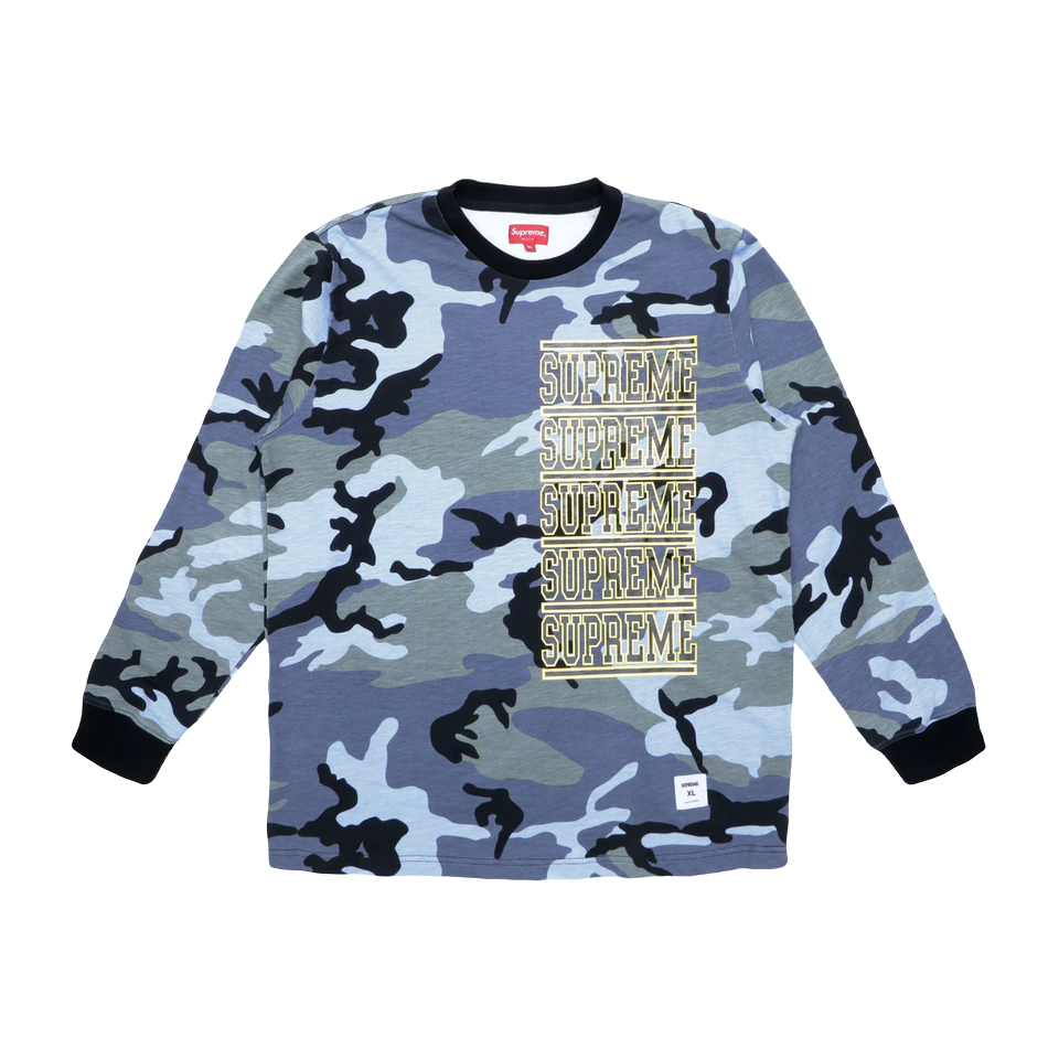 Supreme Stacked L/S Top - Blue Camo Supreme