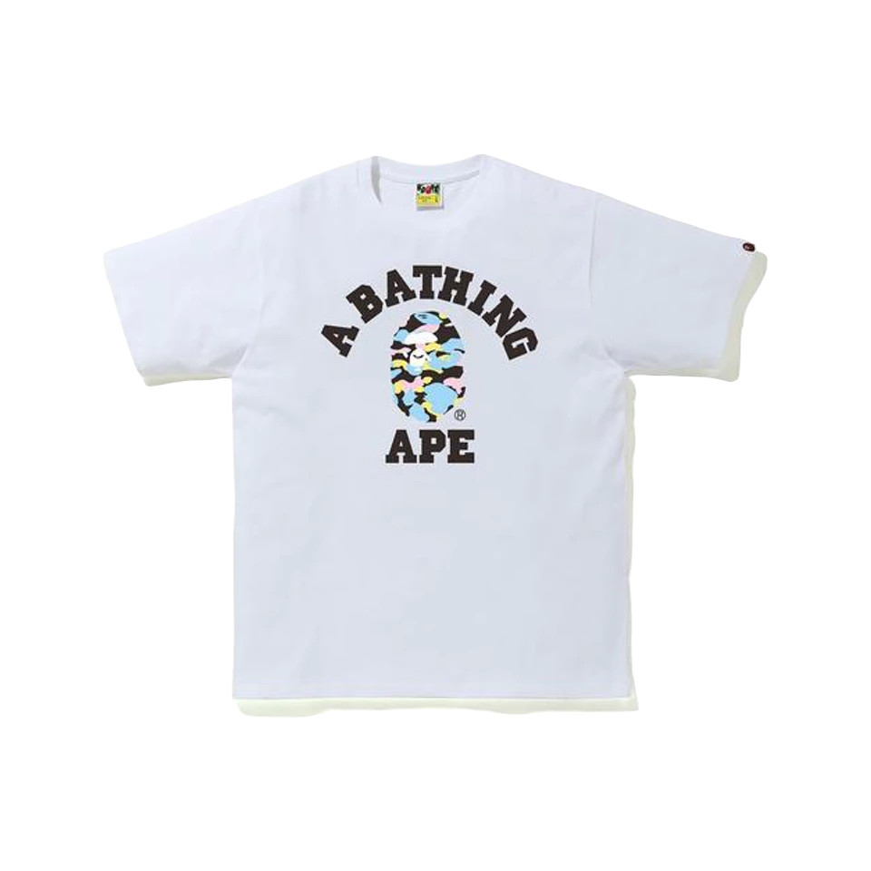 A Bathing Ape New Multi Camo College Tee - White Bape