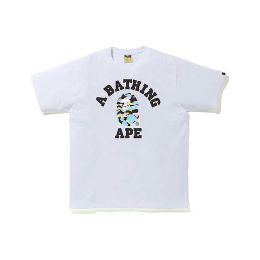 A Bathing Ape New Multi Camo College Tee - White Bape