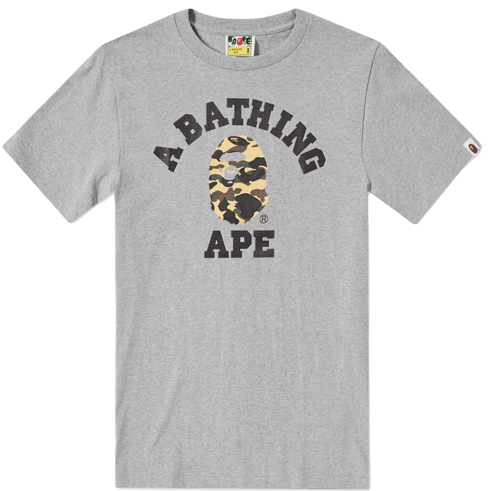 A Bathing Ape 1st Camo College Tee - Grey/Yellow Camo Bape
