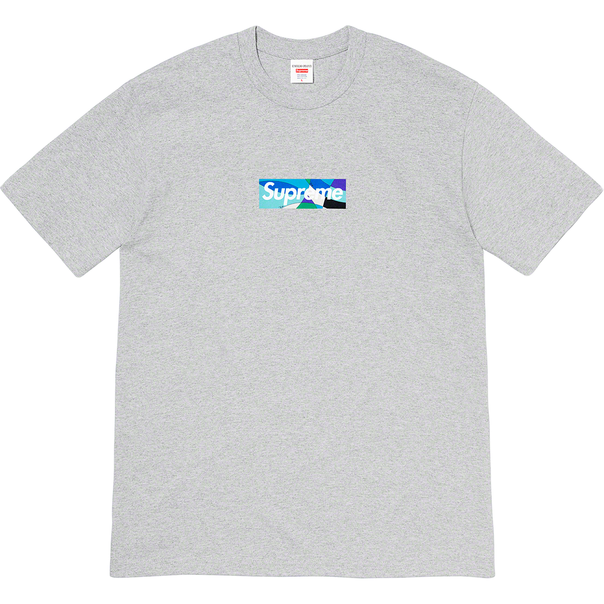 Supreme Emilio Pucci Box Logo Tee - Heather Grey/Blue Supreme